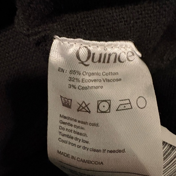 Quince Black Lightweight Cotton Cashmere Link-Stitch Dolman Sweater - Picture 10 of 10